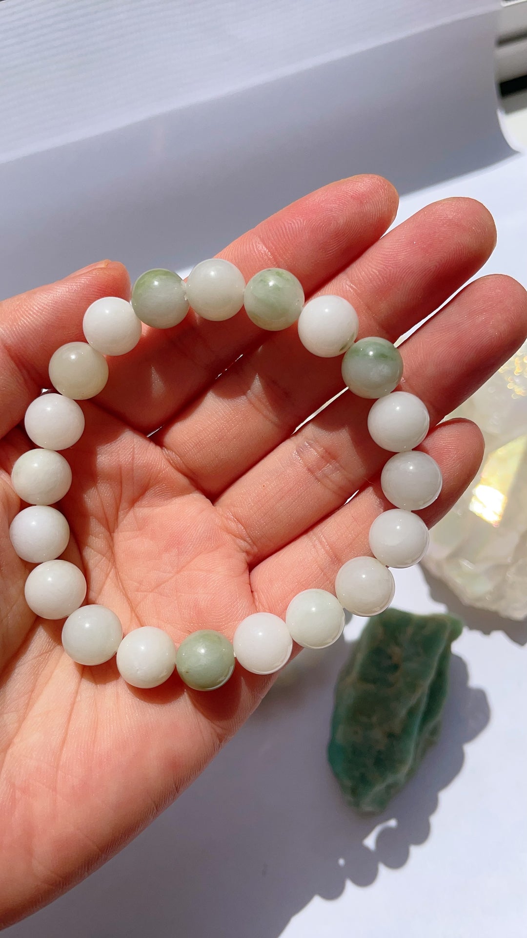 Jade White & Green Bracelet