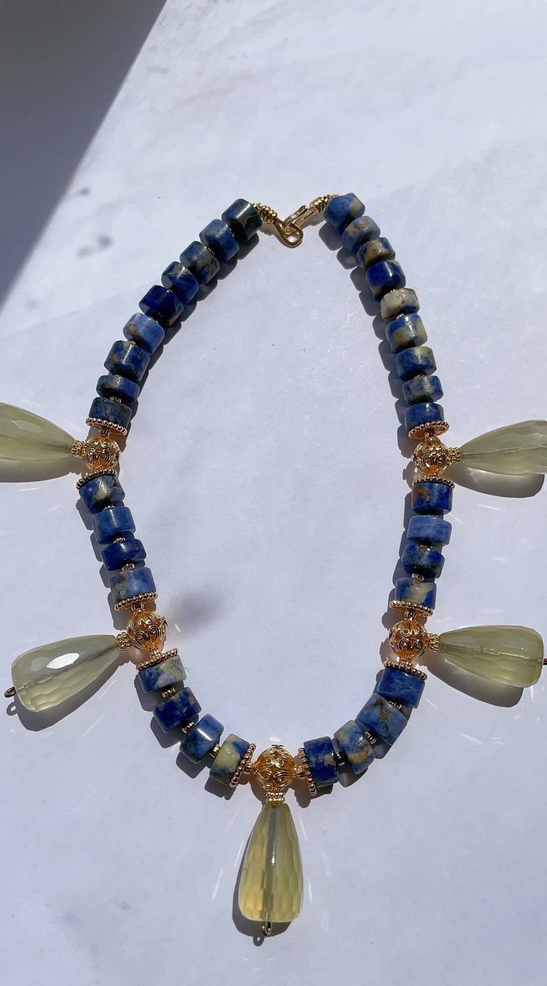 Call me Queen! - Sodalite & Lemon Quartz Necklace Designer