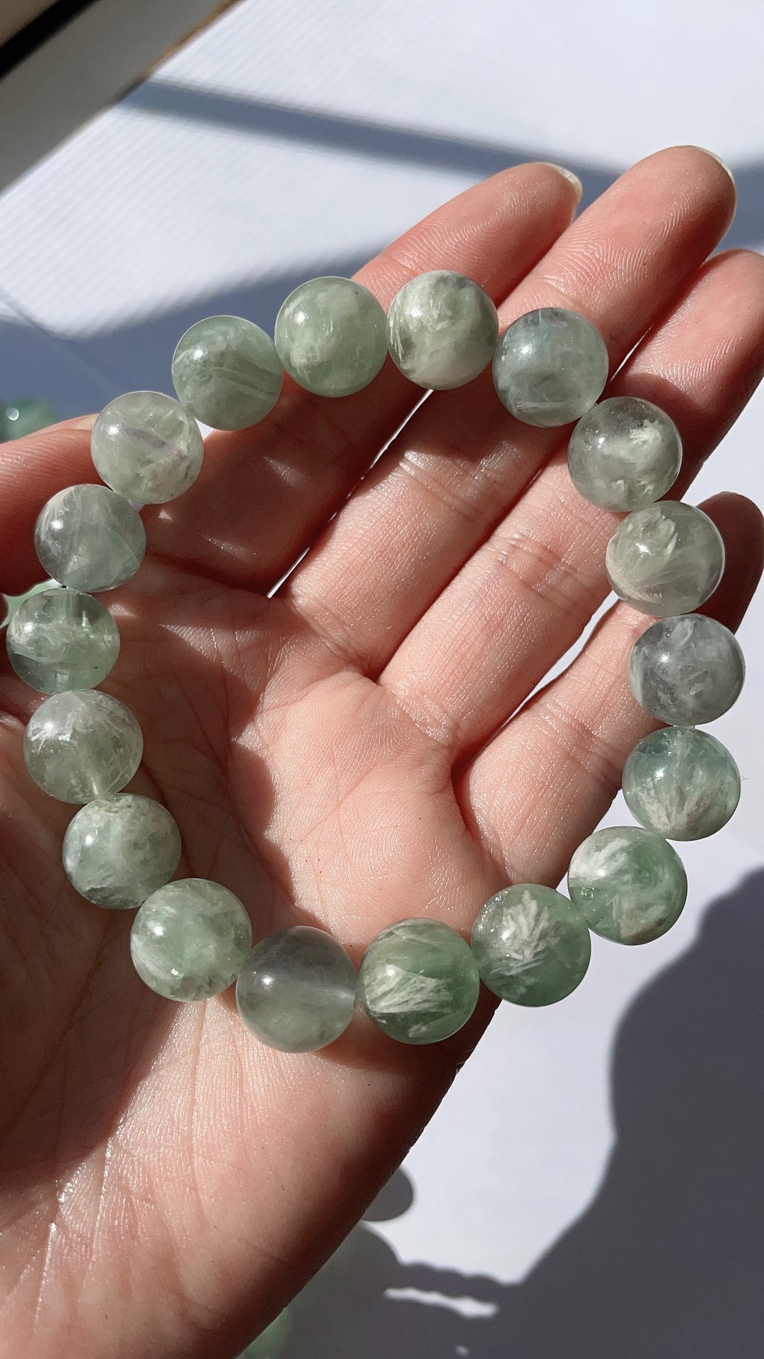 Fluorite Feather Green Bracelet