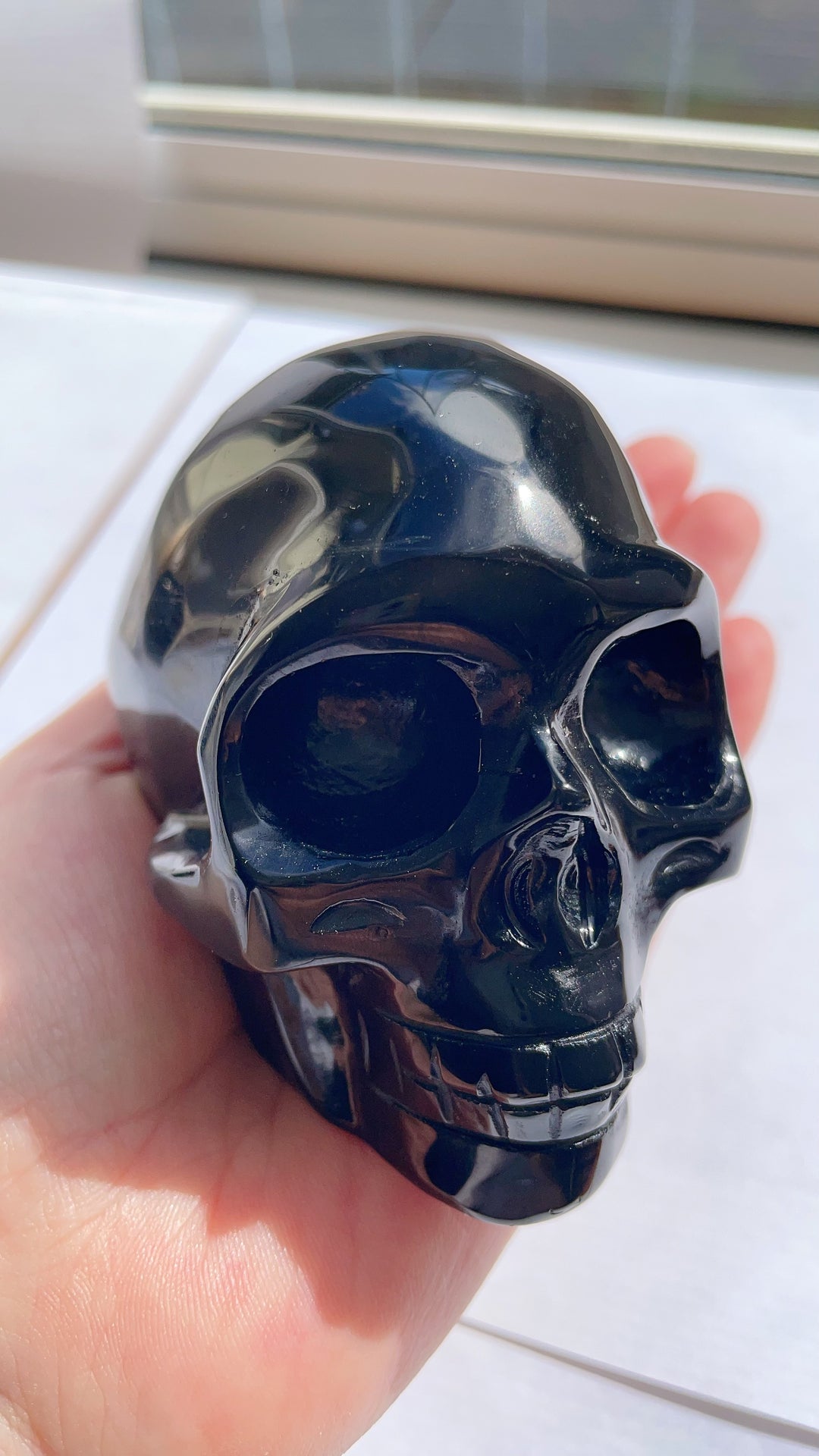 Black Obsidian Skull Carving