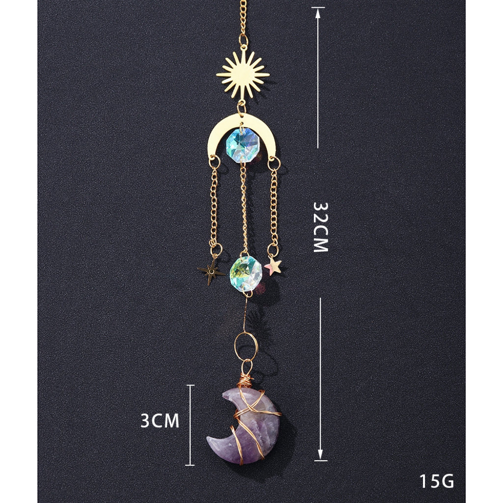 Rainbow Crystal Moon Suncatcher Wind Charm