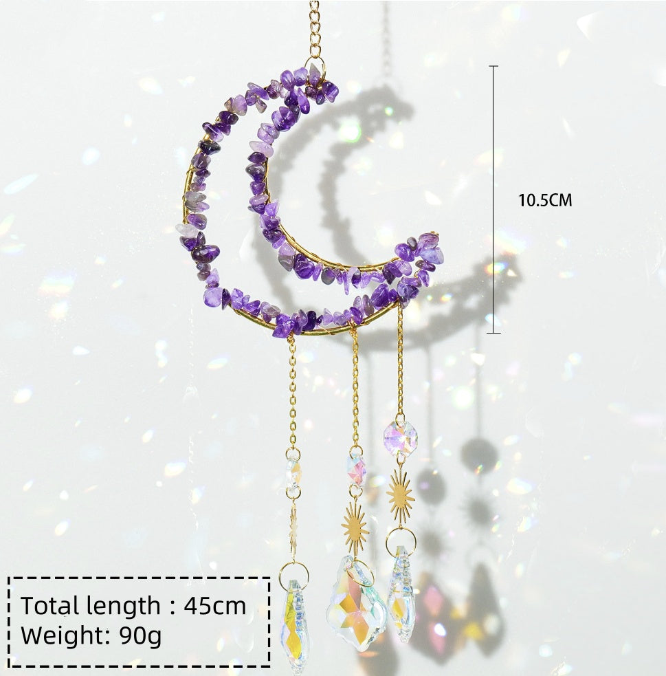 Crystal Suncatcher Wind Charm (Amethyst or Rainbow Fluorite)