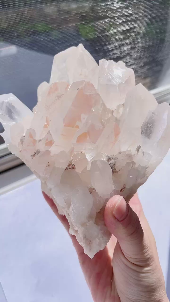 Himalaya Quartz Pink Clear Cluster Statement