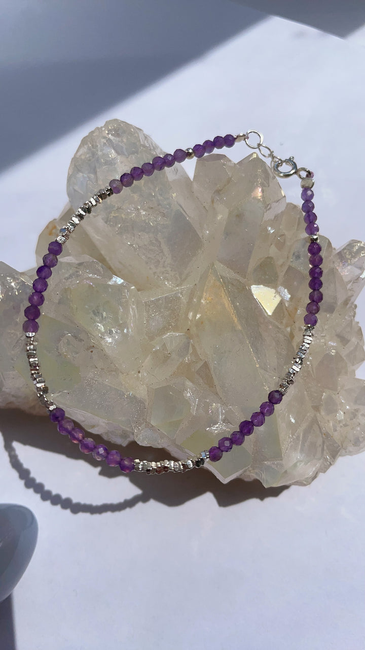 Faceted Crystal Bracelet Sterling Silver