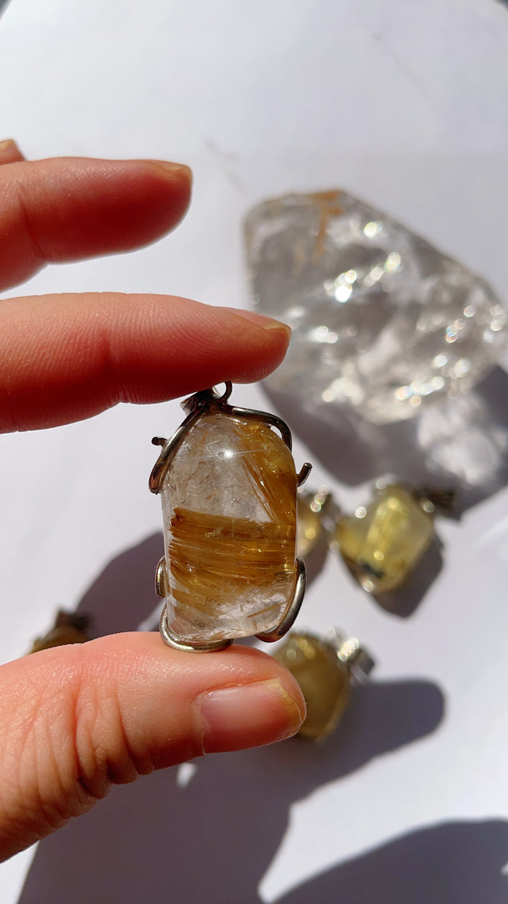 Gold Rutilated Quartz Pendant