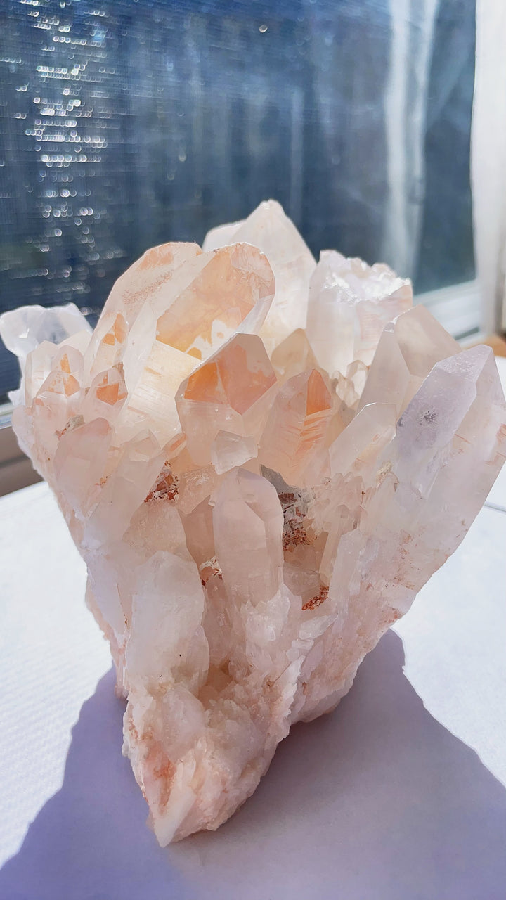 Himalaya Quartz Pink Clear Cluster Statement