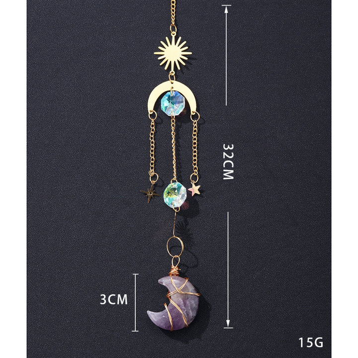 Rainbow Crystal Moon Suncatcher Wind Charm