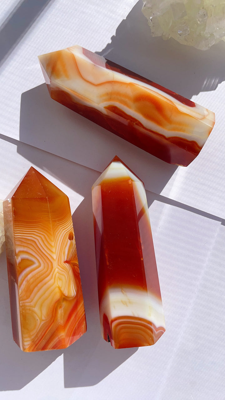 Banded Carnelian Crystal Tower Point Generator Sacral Chakra