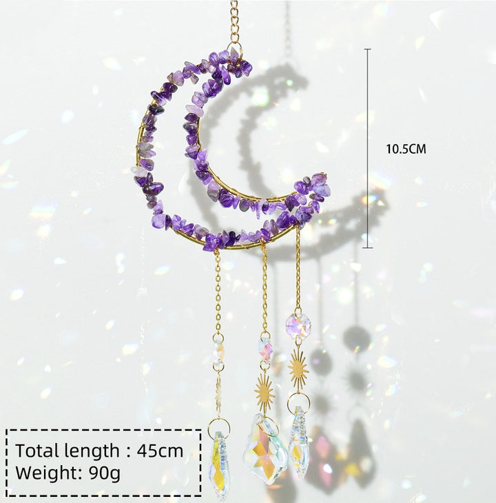 Crystal Suncatcher Wind Charm (Amethyst or Rainbow Fluorite)